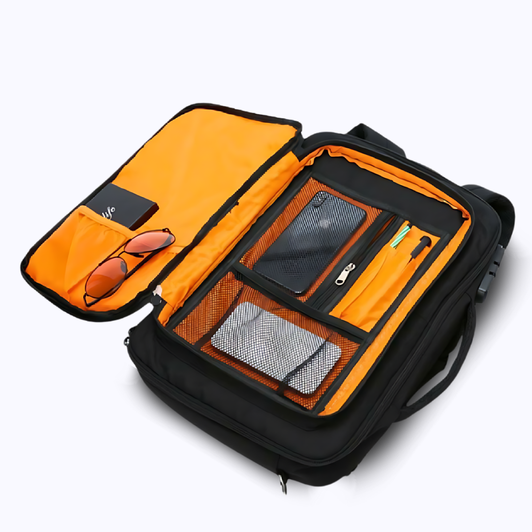 Black Orange Hand Carry Laptop Backpack, Laptop Backpack