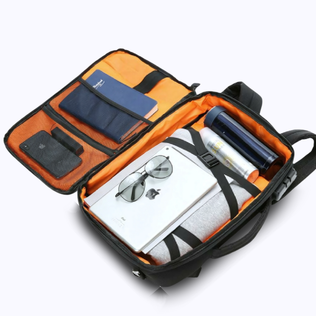 Black Orange Hand Carry Laptop Backpack, Laptop Backpack