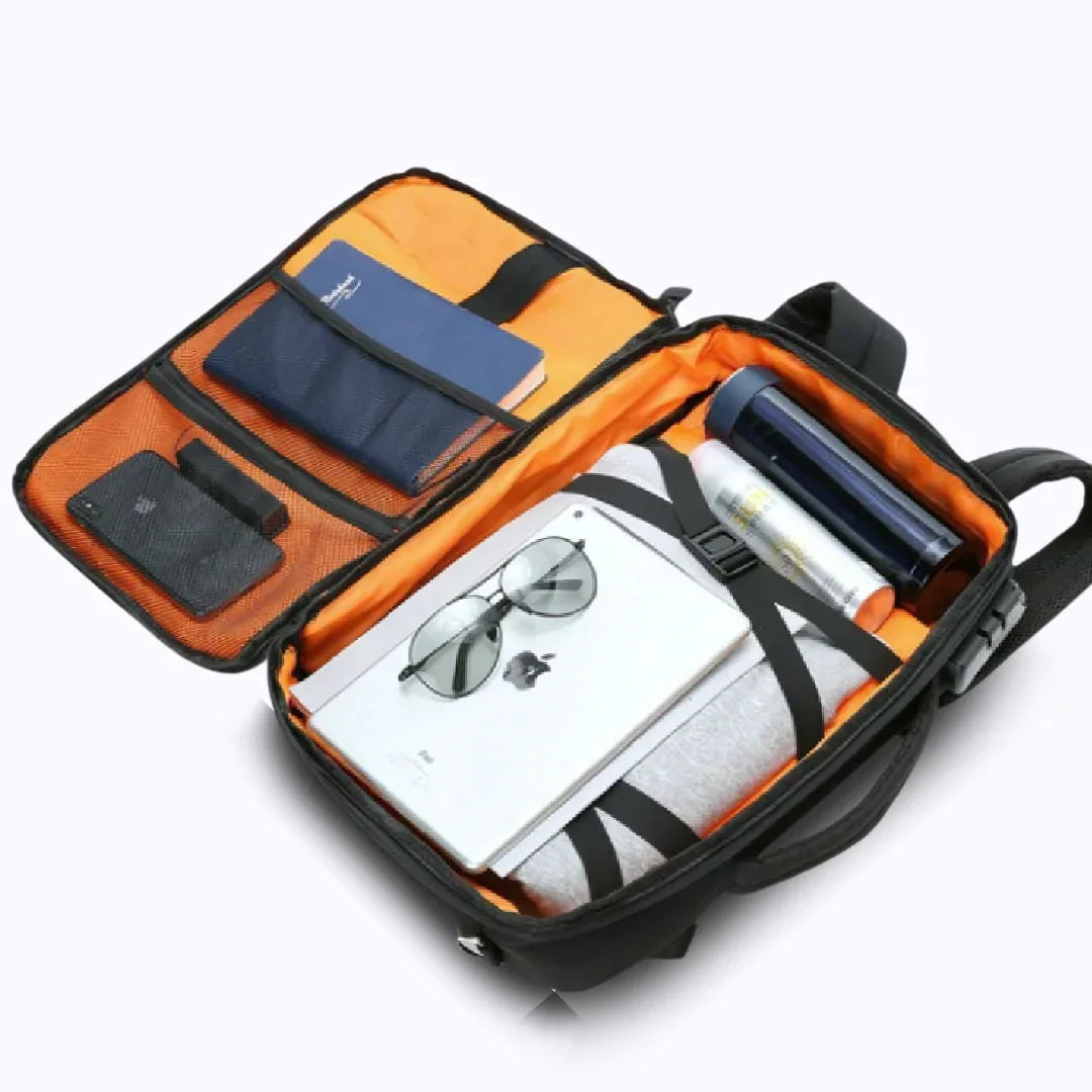 Black Orange Hand Carry Laptop Backpack, Laptop Backpack