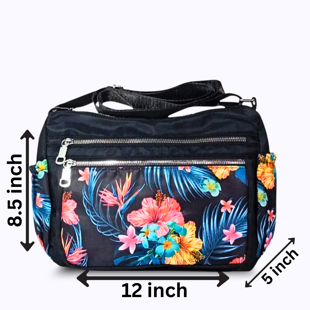Printed parachute shoulder bag -Flowers Multicolor hand/ shoulder bags