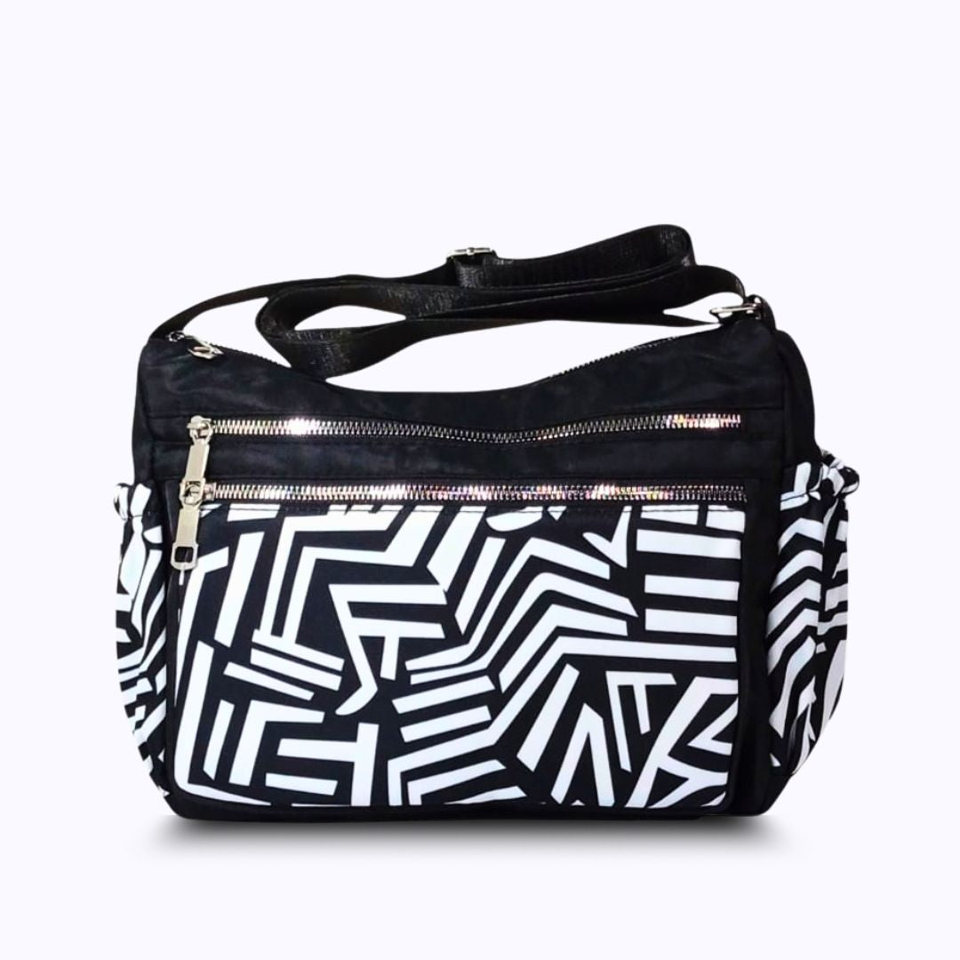 Printed parachute shoulder bag - White zigzag White hand/ shoulder bags