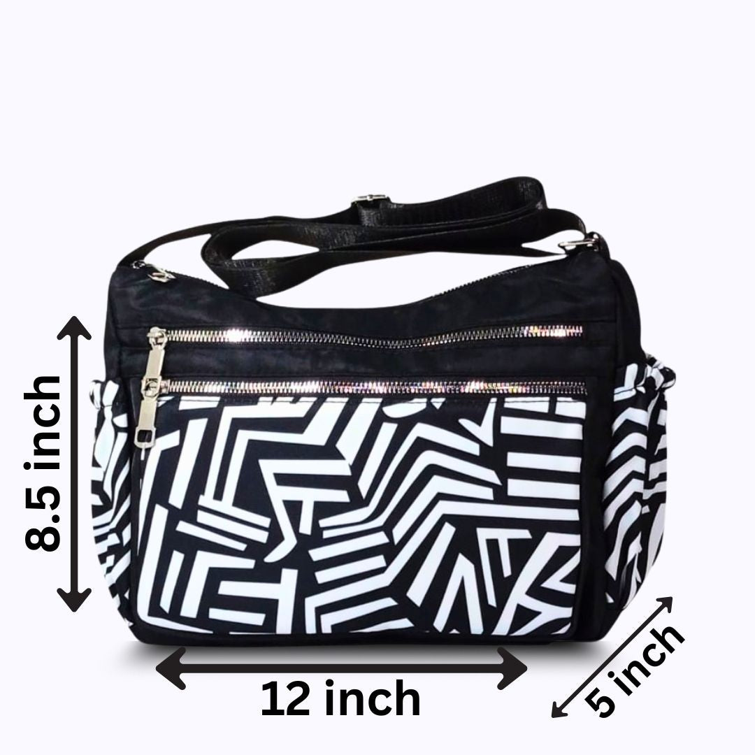 Printed parachute shoulder bag - White zigzag White hand/ shoulder bags
