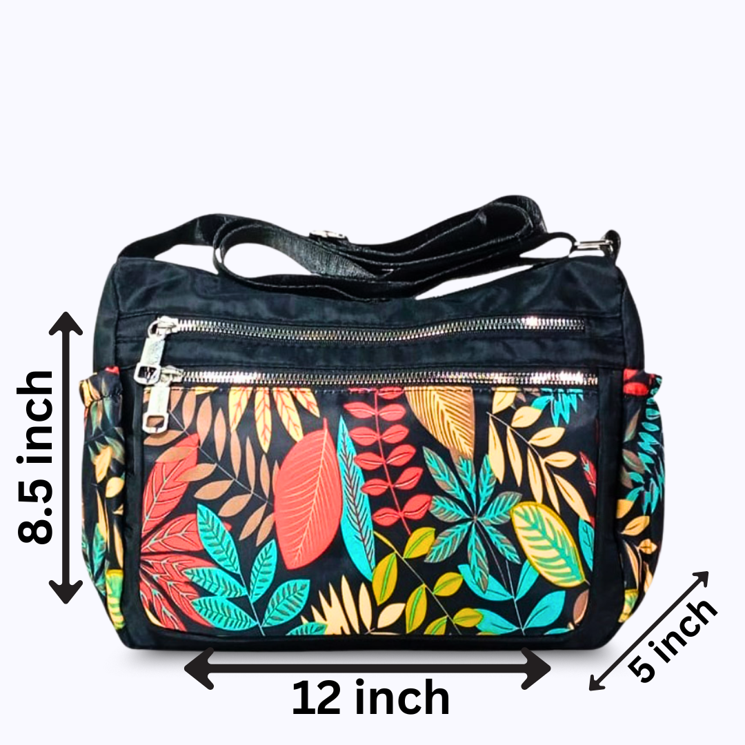Printed parachute shoulder bag - Floral Leaves Multicolor hand/ shoulder bags