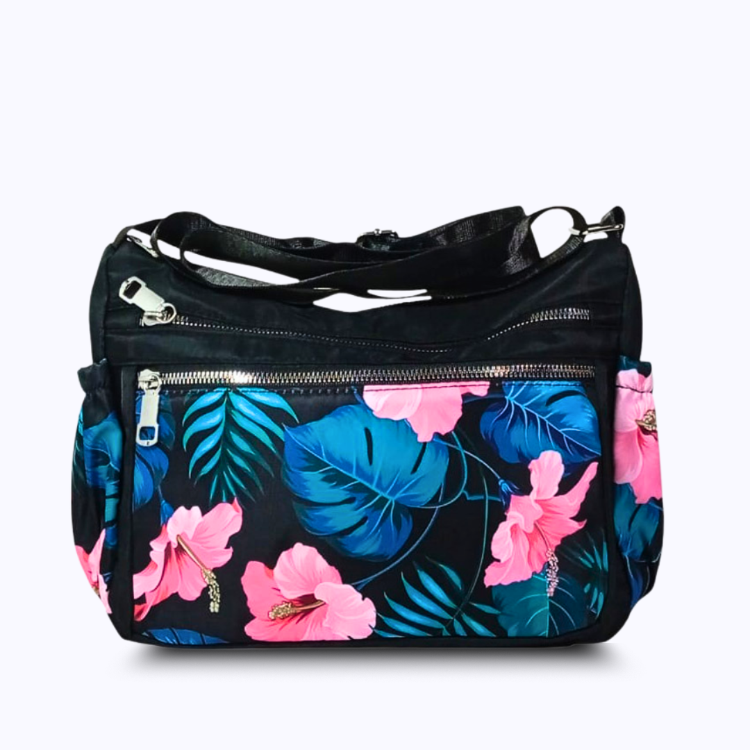 Printed parachute shoulder bag - Pink blue flower Multicolor hand/ shoulder bags