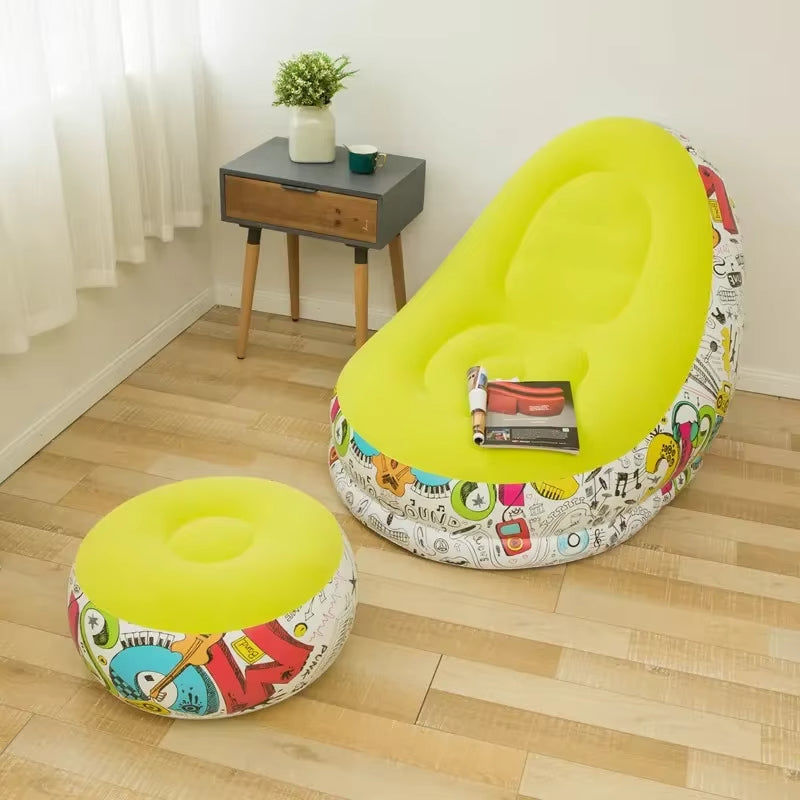 2pcs Inflatable durable graffiti sofa Yellow sofa