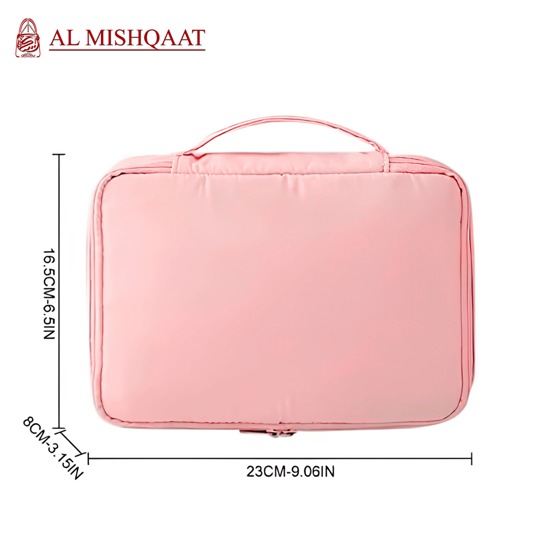 Pink travel case with dimensions