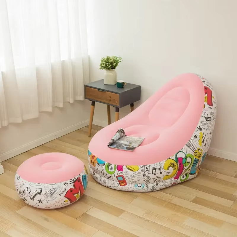 2pcs Inflatable durable graffiti sofa pink sofa