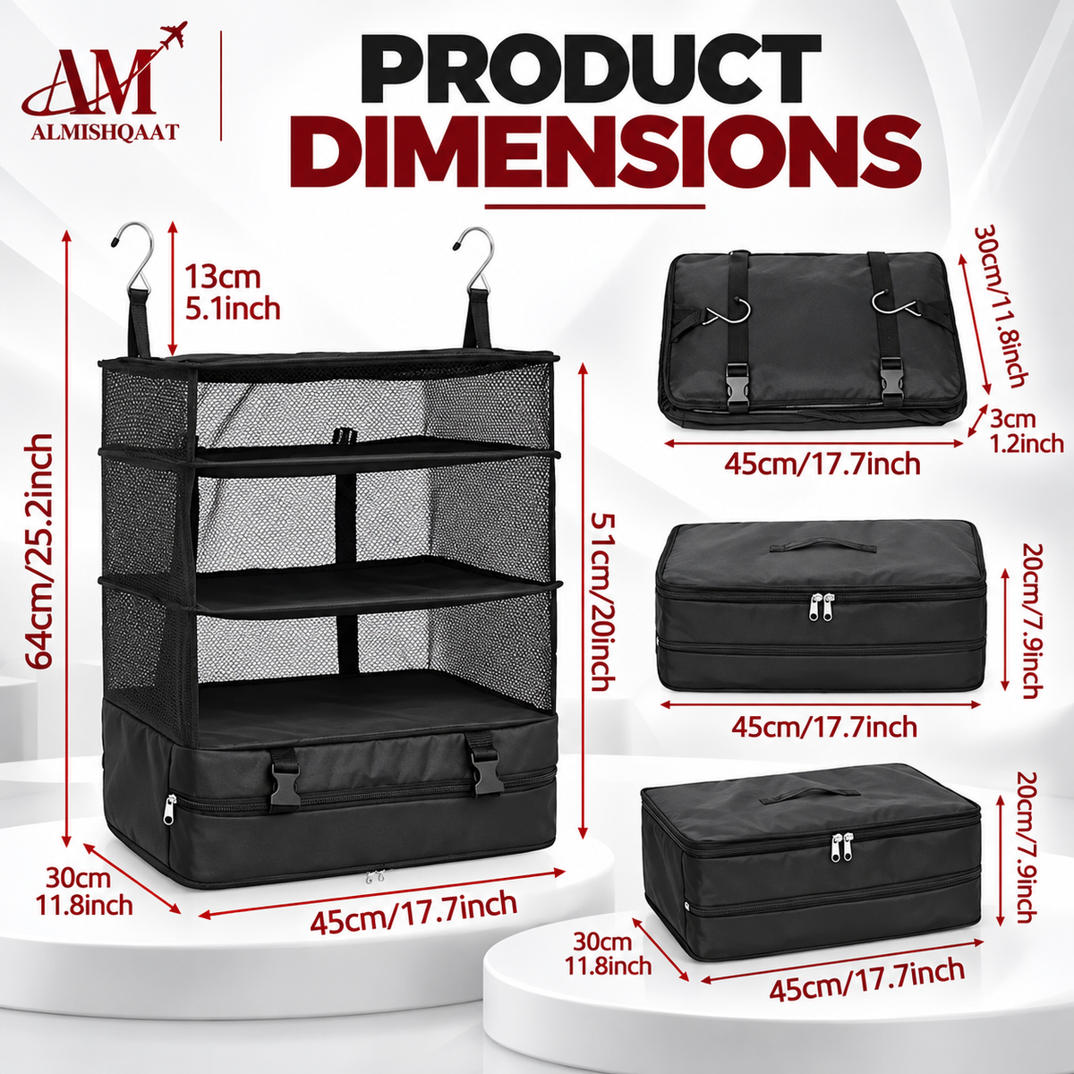 Foldable 3-Layer Multi-Functional Hanging Travel Organizer Bag