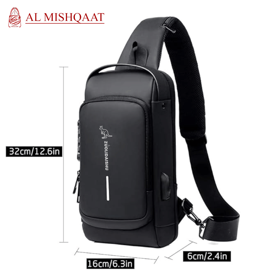 Men's Travel Black Sling Crossbody Bag