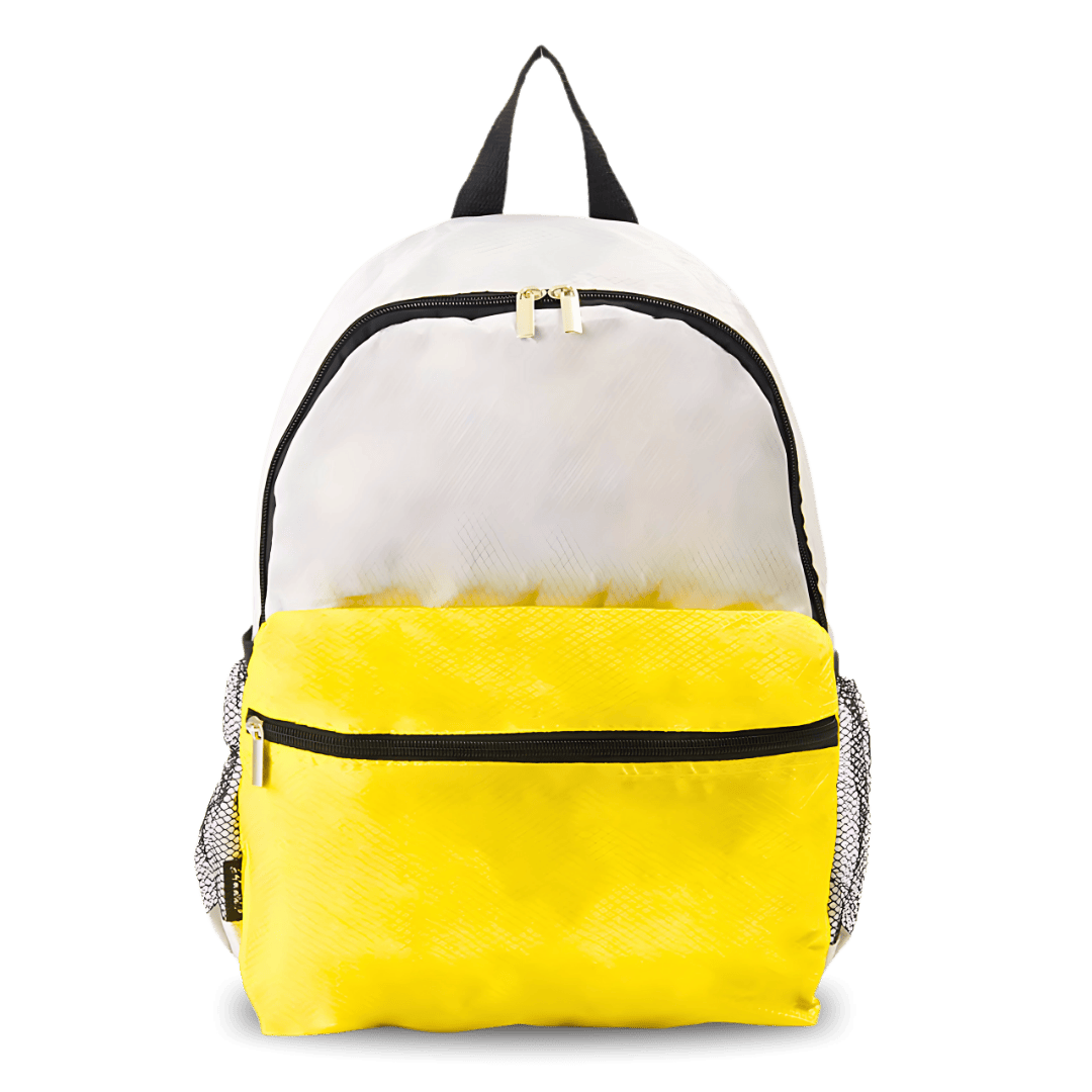 Grey Yellow Pocketable Foldable Backpack