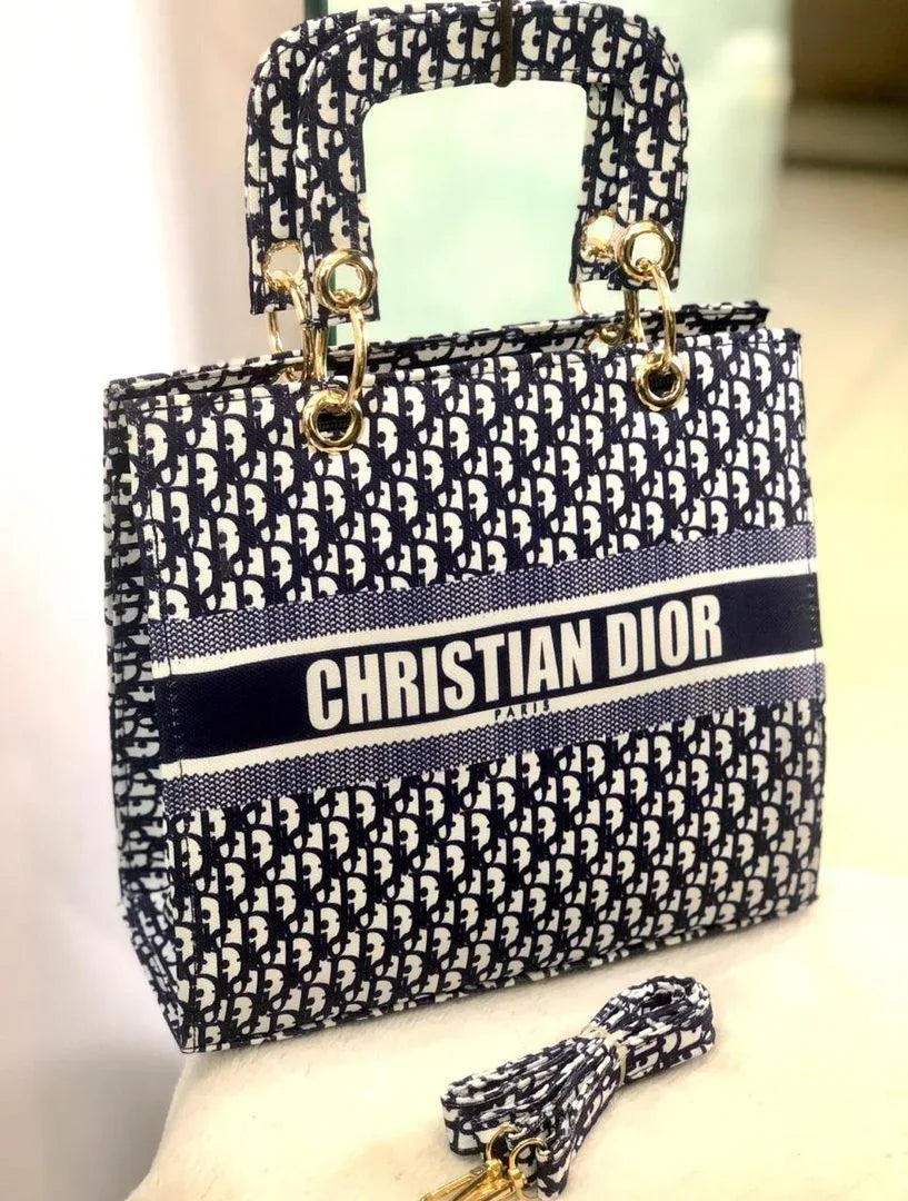 Printed box hand bag Blue hand bags