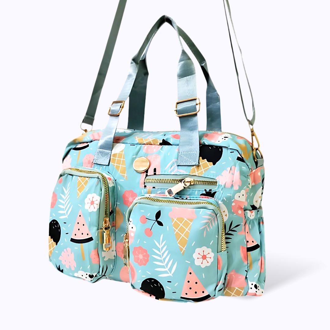 blue icecream printed crossbody bag nylon parachute