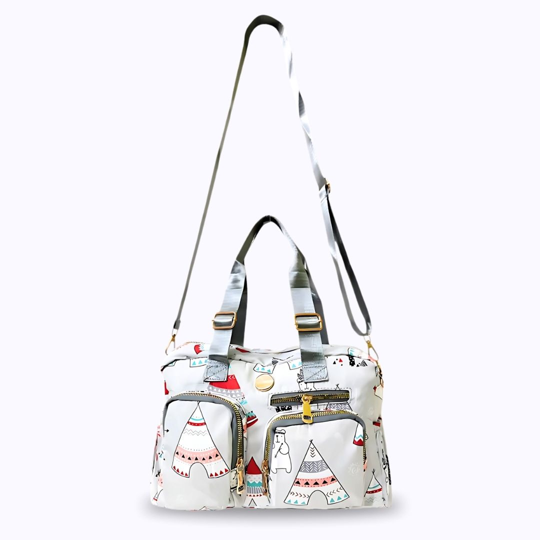 Grey Winter Printed Crossbody bag nylon polyster