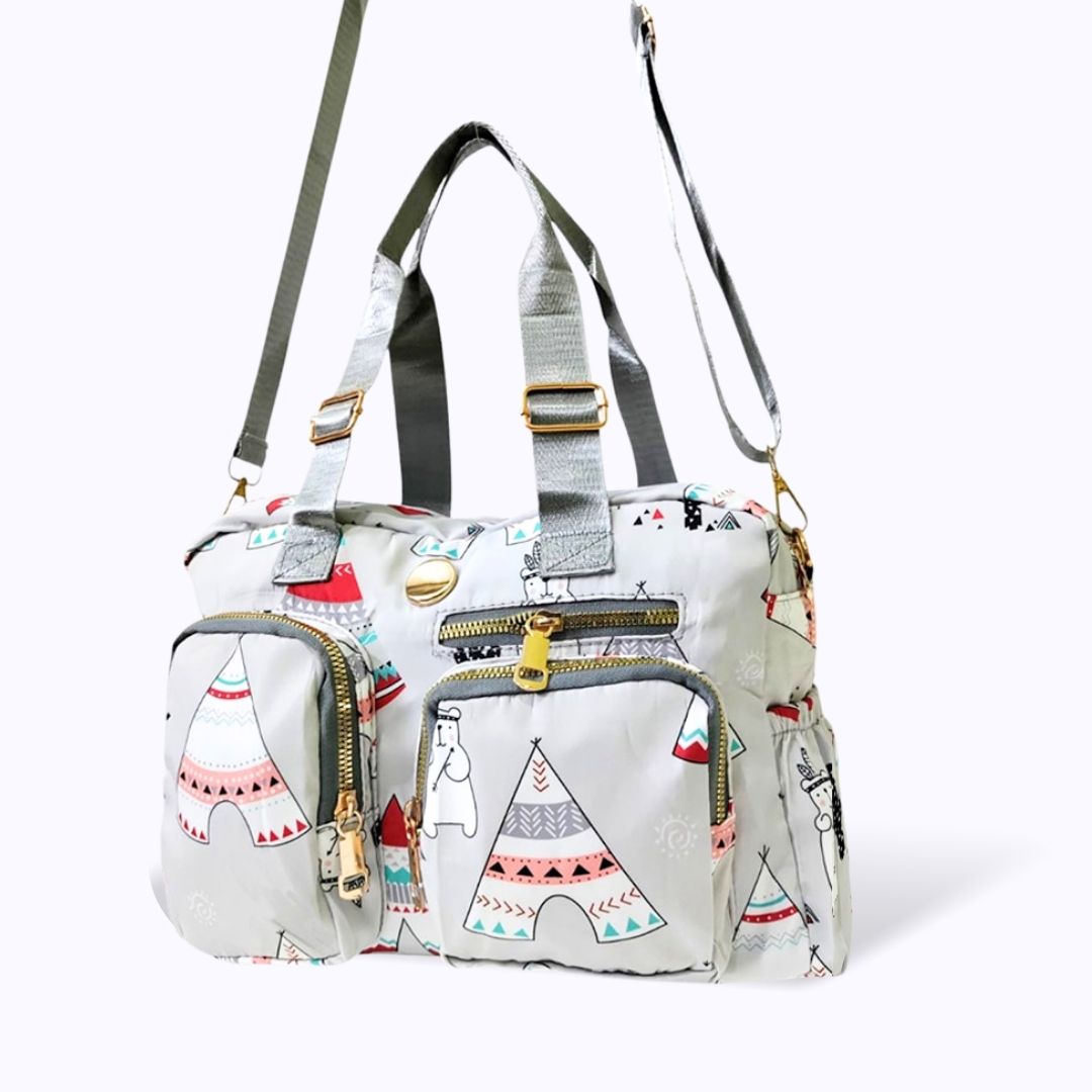 Grey Winter Printed Crossbody bag nylon polyster