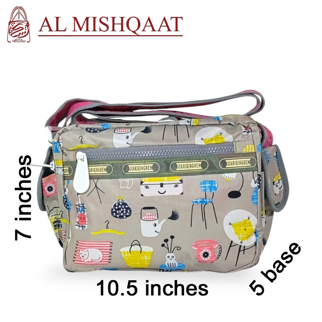 Grey triple zipper bag Grey shoulder bag / crossbody bag