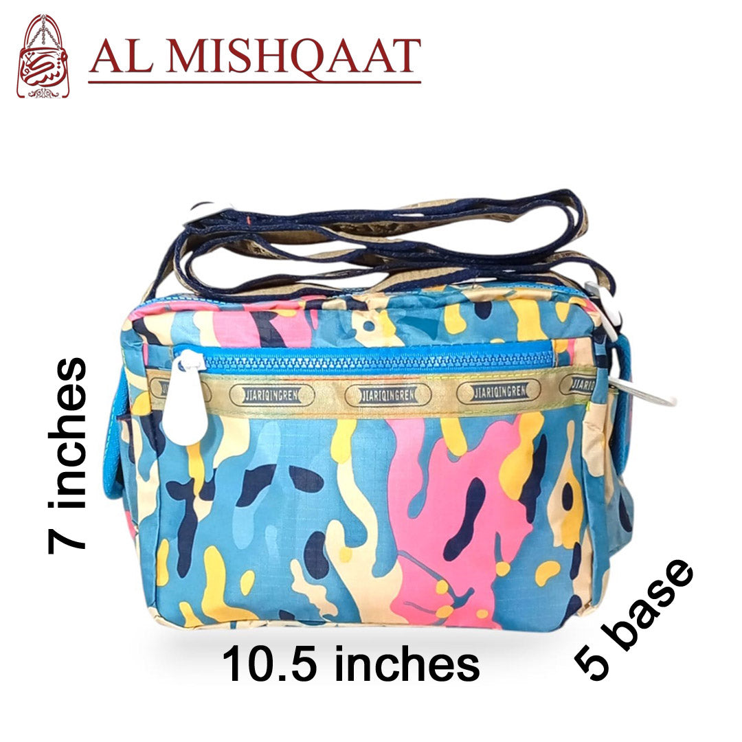 Blue splash triple zipper bag light blue shoulder bag / crossbody bag