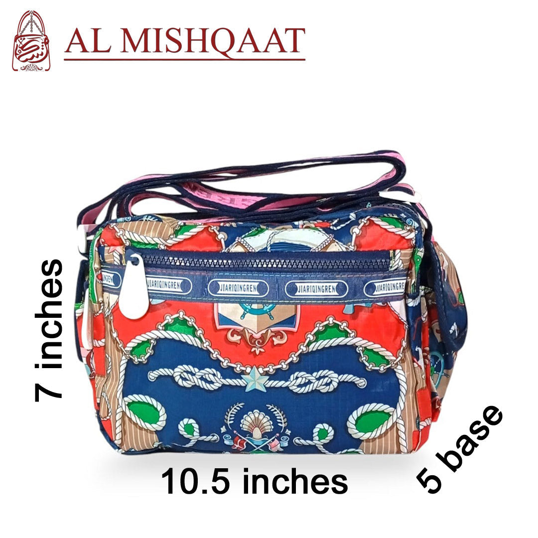 Blue pirate triple zipper bag dark blue shoulder bag / crossbody bag