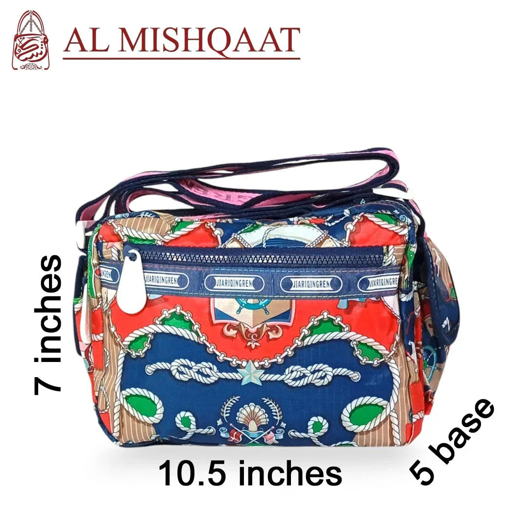 Blue pirate triple zipper bag dark blue shoulder bag / crossbody bag