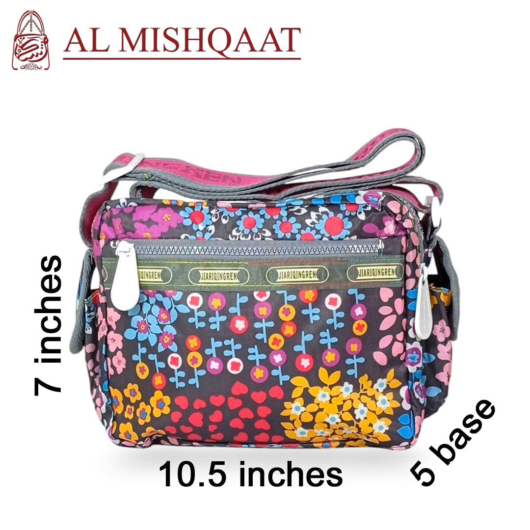 Elegant floral triple zipper bag Floral shoulder bag / crossbody bag