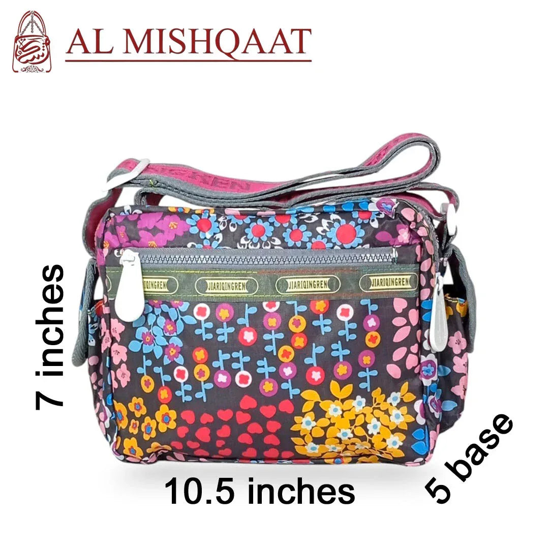 Elegant floral triple zipper bag Floral shoulder bag / crossbody bag