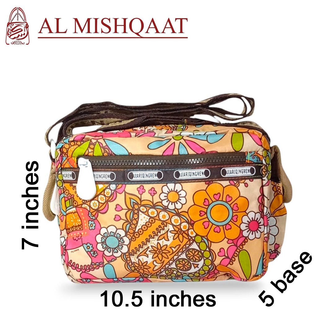 Vintage floral triple zipper bag Floral shoulder bag / crossbody bag