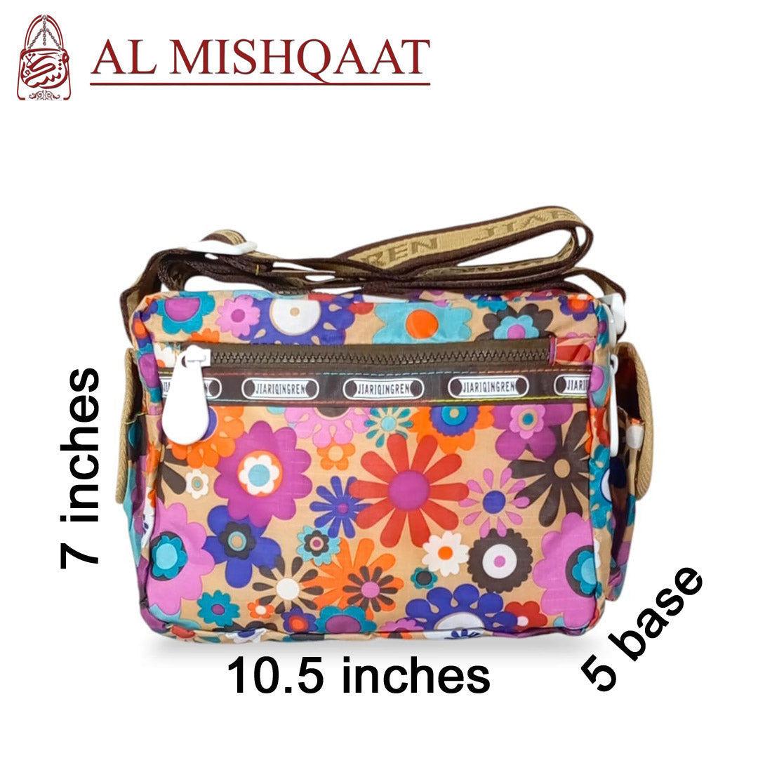 Multicolor floral triple zipper bag Multicolor shoulder bag / crossbody bag