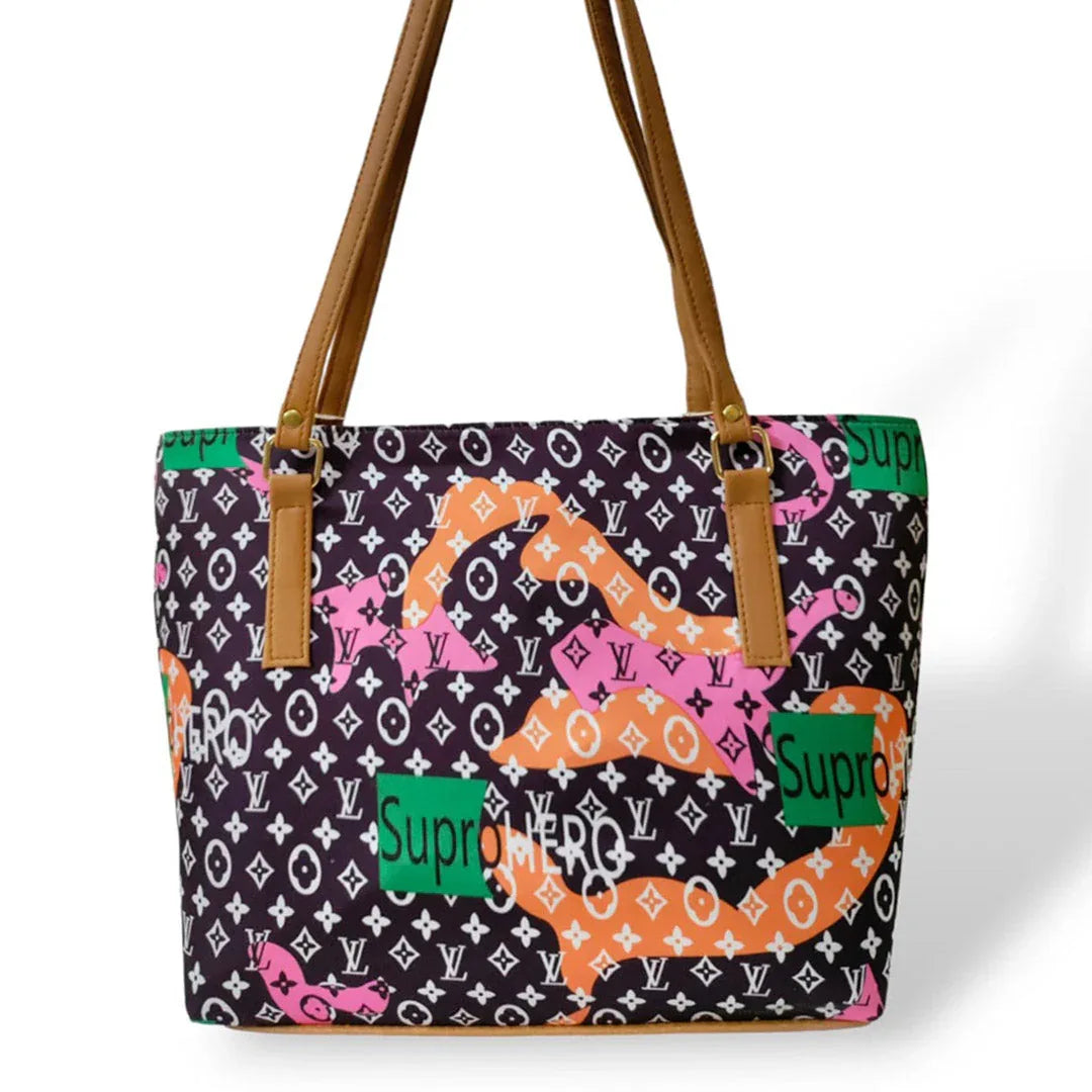 Stylish deluxe printed tote bag black 1 tote bags