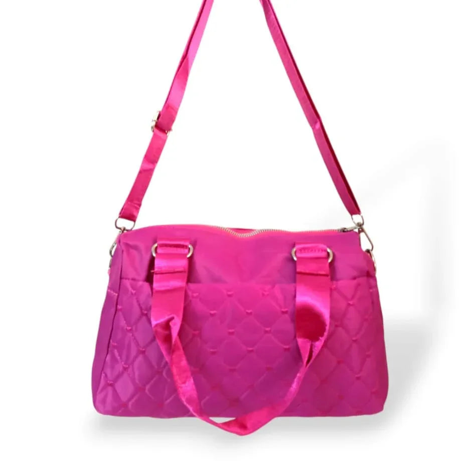Quilted solid color shoulder/crossbody bag dark pink hand/shoulder bags