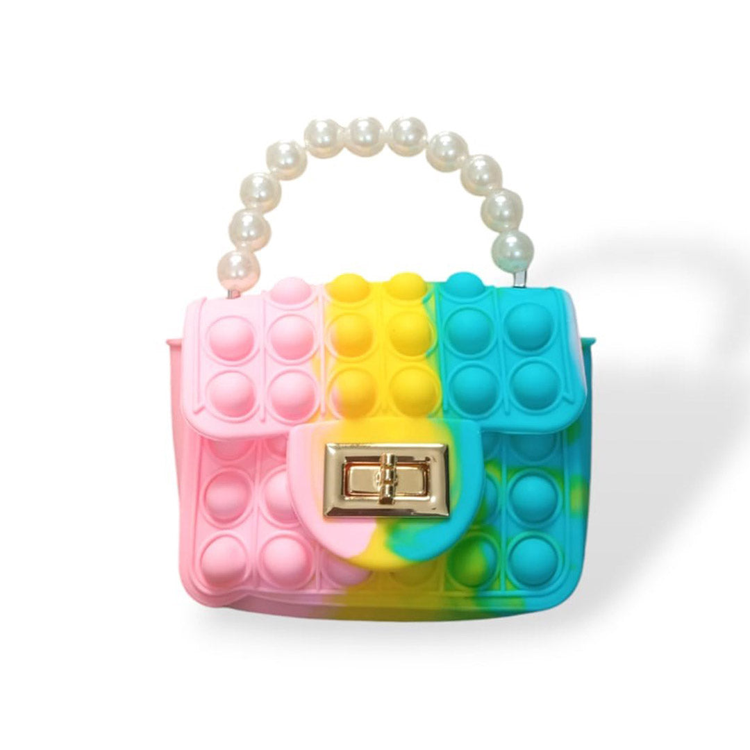 Kids popit purse pink-yellow-blue purse