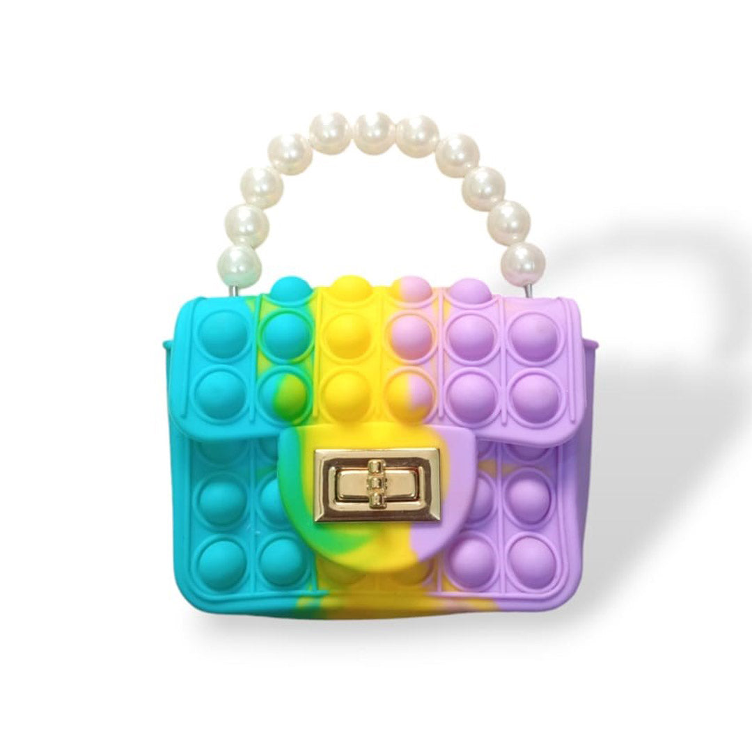 Kids popit purse blue-yellow-purple purse
