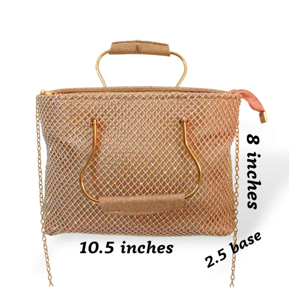 Bridal shiny diamond studded hand bag hand bags