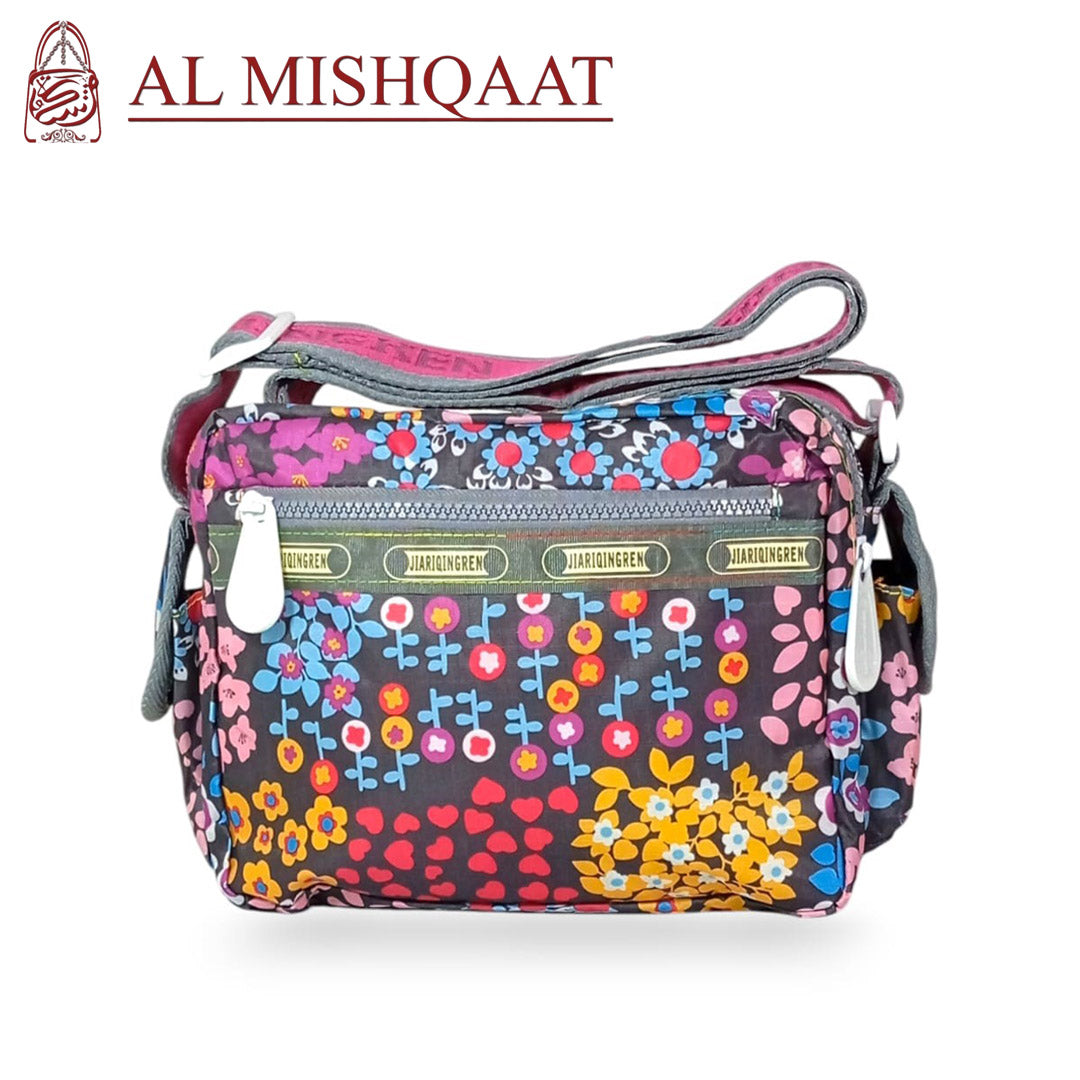 Elegant floral triple zipper bag shoulder bag / crossbody bag