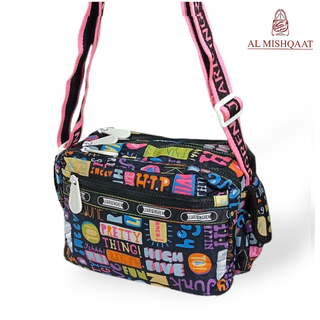 Graffiti triple zipper bag shoulder bag / crossbody bag
