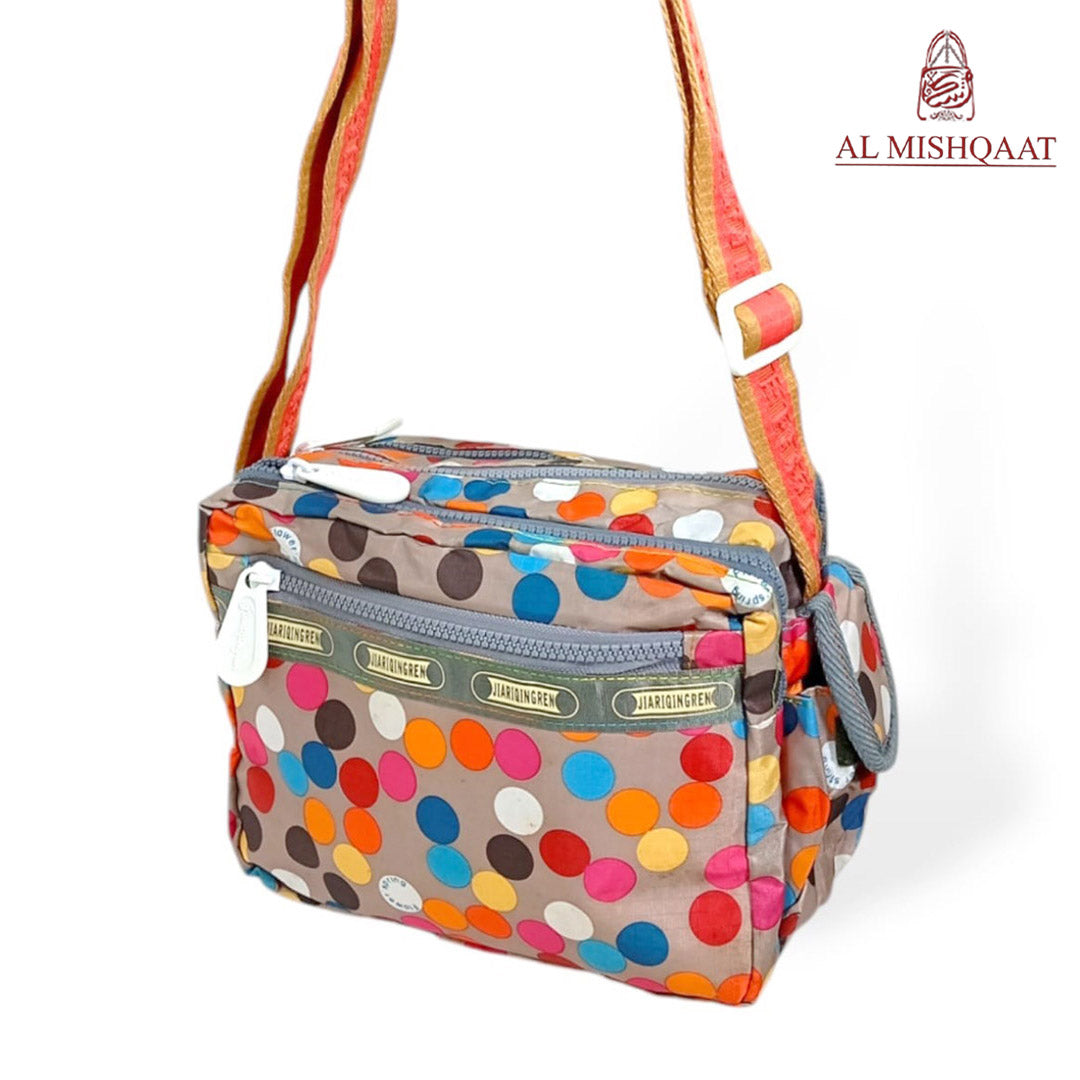 Multicolor dotted triple zipper bag shoulder bag / crossbody bag