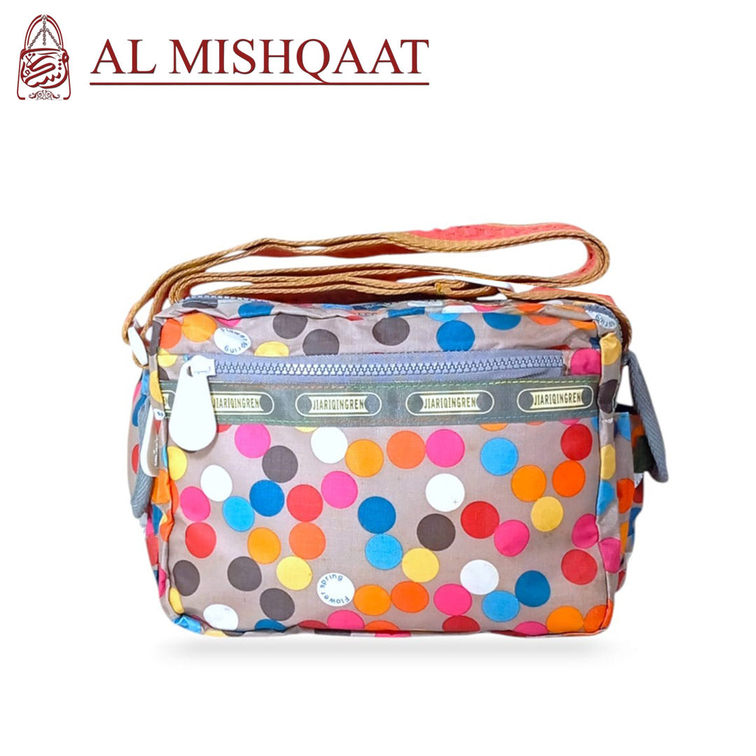 Multicolor dotted triple zipper bag shoulder bag / crossbody bag