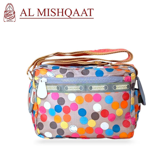 Multicolor dotted triple zipper bag shoulder bag / crossbody bag