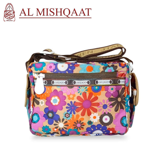 Multicolor floral triple zipper bag shoulder bag / crossbody bag