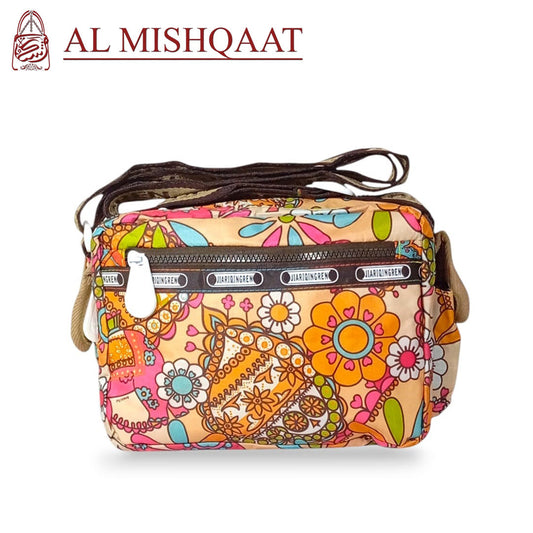 Vintage floral triple zipper bag shoulder bag / crossbody bag