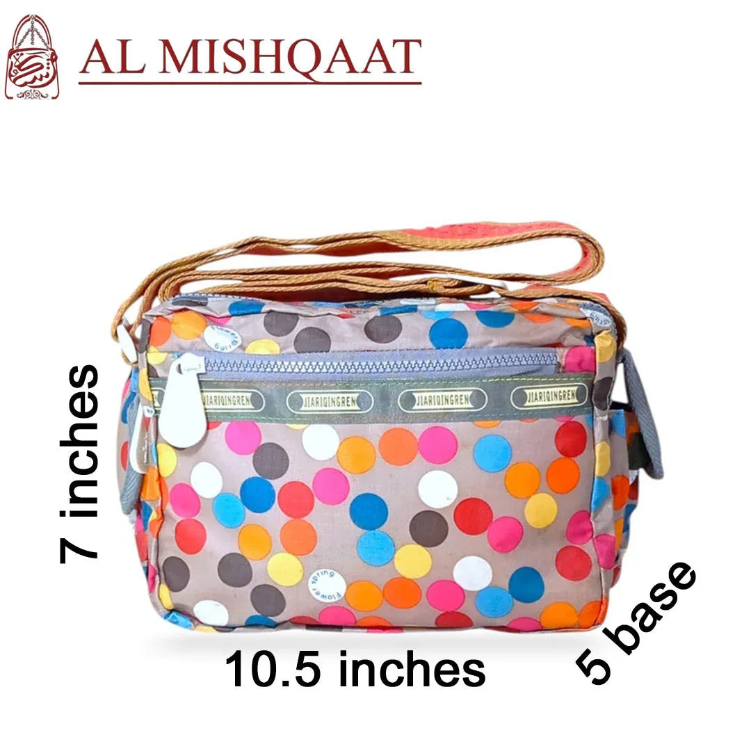 Multicolor dotted triple zipper bag Multicolor shoulder bag / crossbody bag