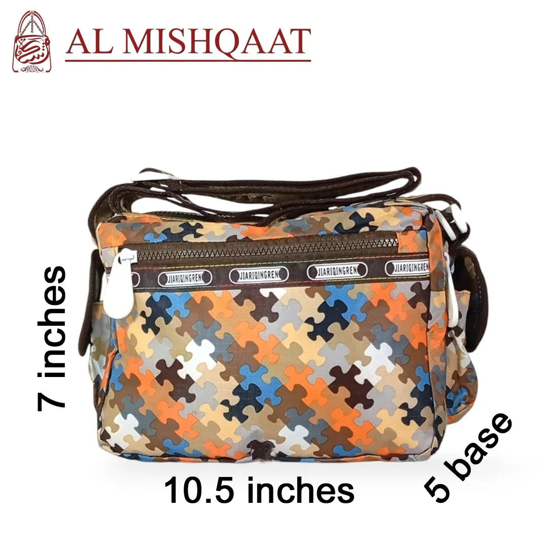 Brown puzzle triple zipper bag Brown shoulder bag / crossbody bag