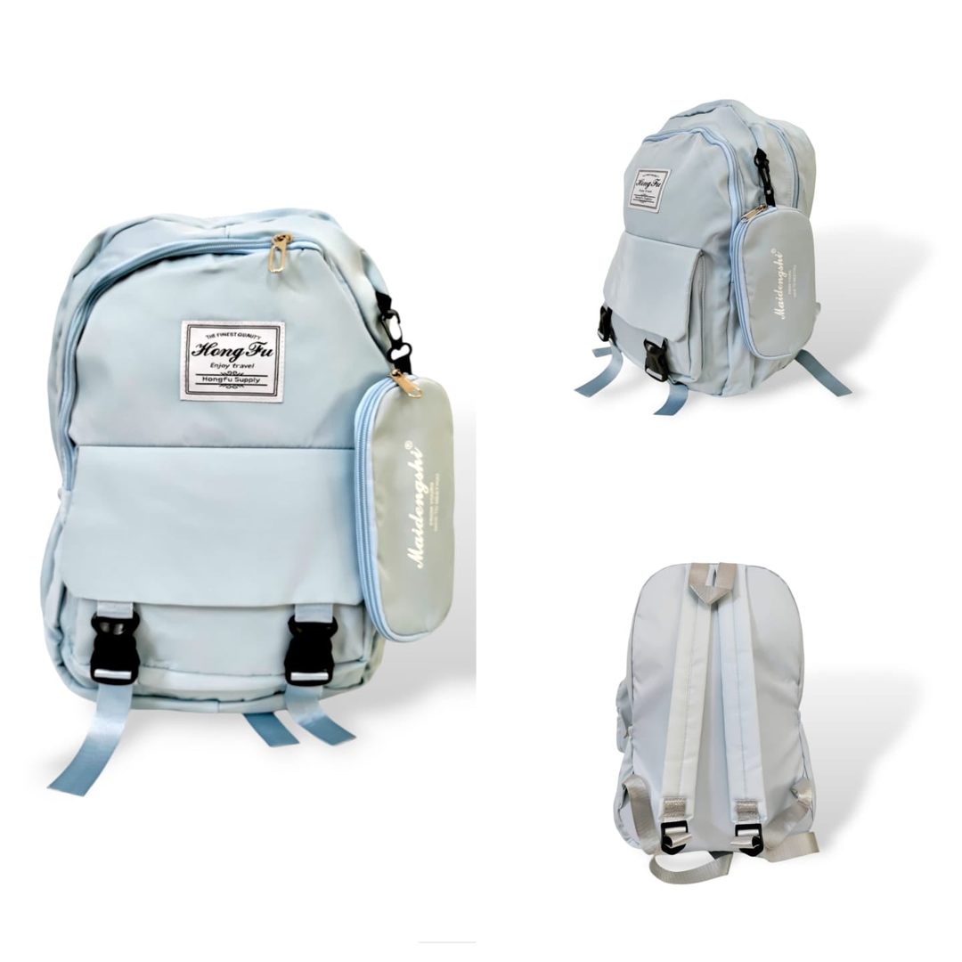 Hong-fu plain colors backpack light blue backpacks