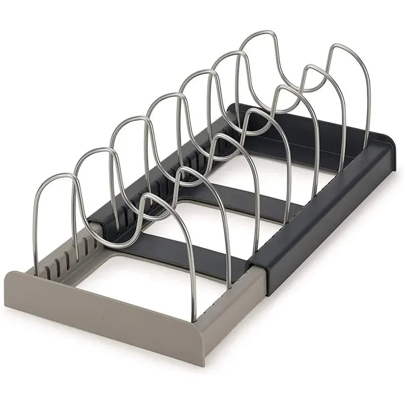 Expandable cookware organizer black and grey organizer
