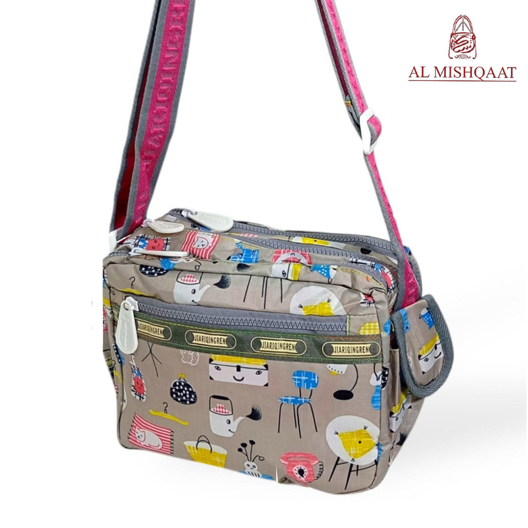 Grey triple zipper bag shoulder bag / crossbody bag