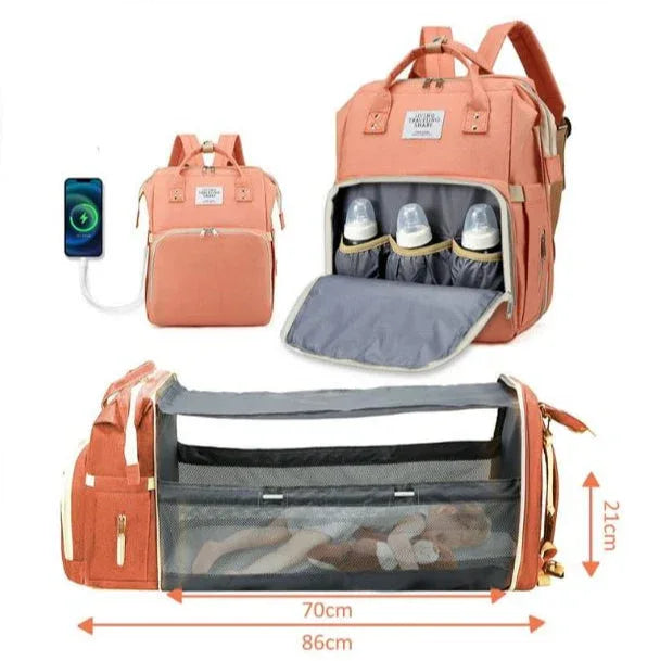 Travelling Mommy Cot Bag peach mommy bags