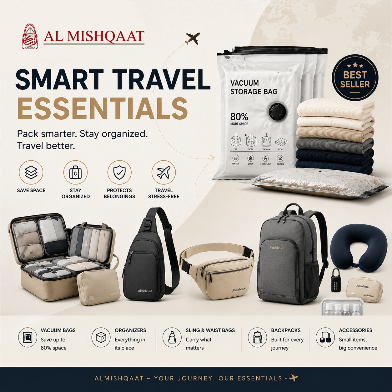 Smart Travel Essentials banner which showcase all the products in our niche