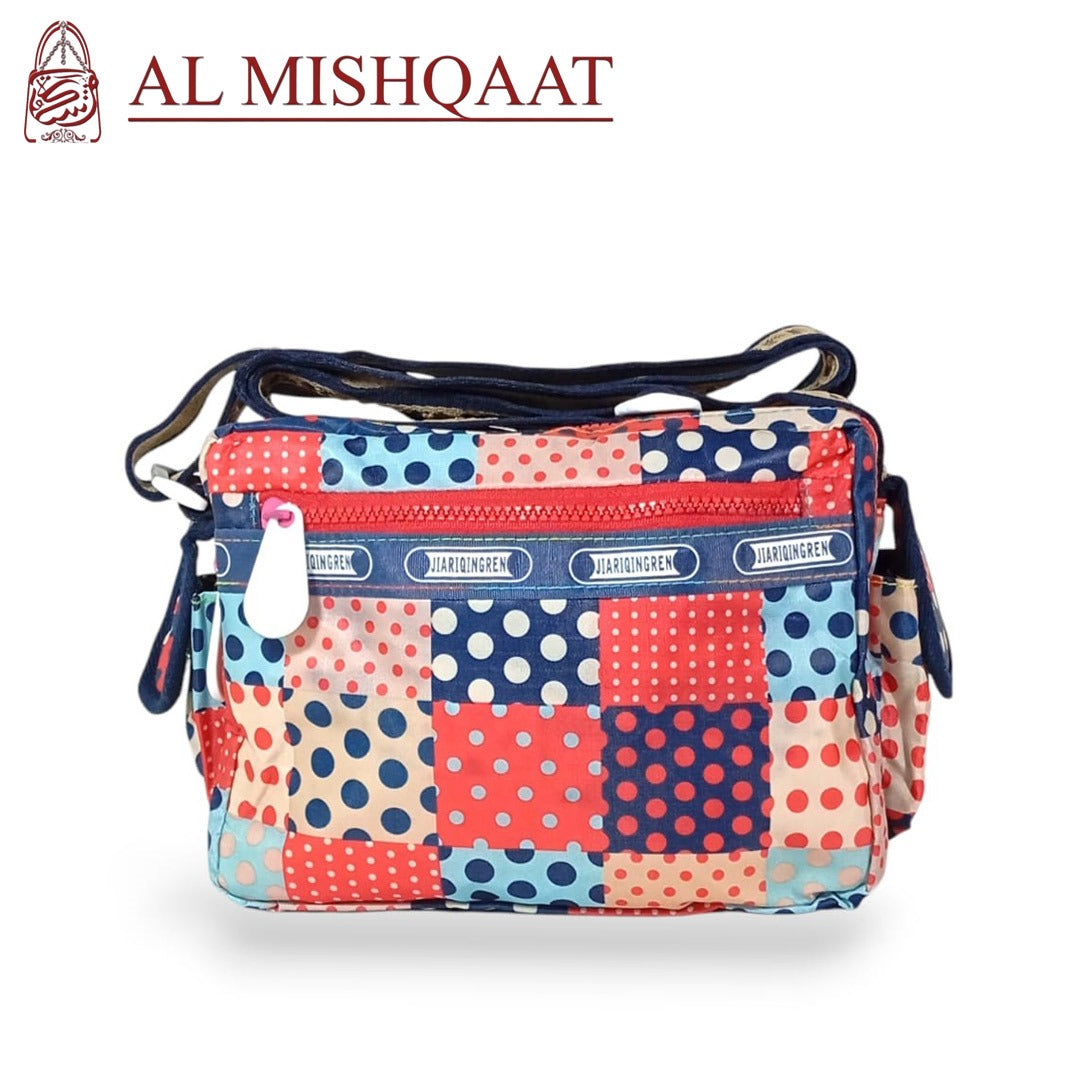 White triple zipper bag with multiple compartments and a sleek, modern design for everyday use