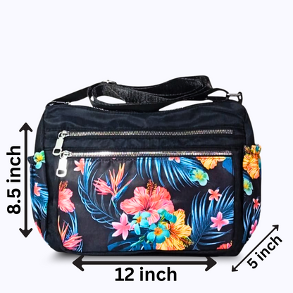 Printed parachute shoulder bag -Flowers Multicolor hand/ shoulder bags