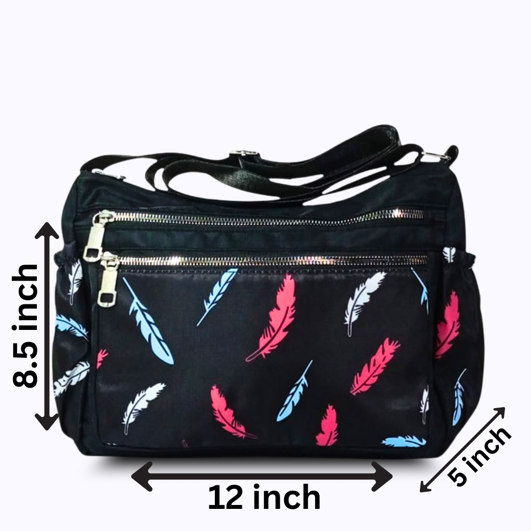 Printed parachute shoulder bag - Leaf Black hand/ shoulder bags