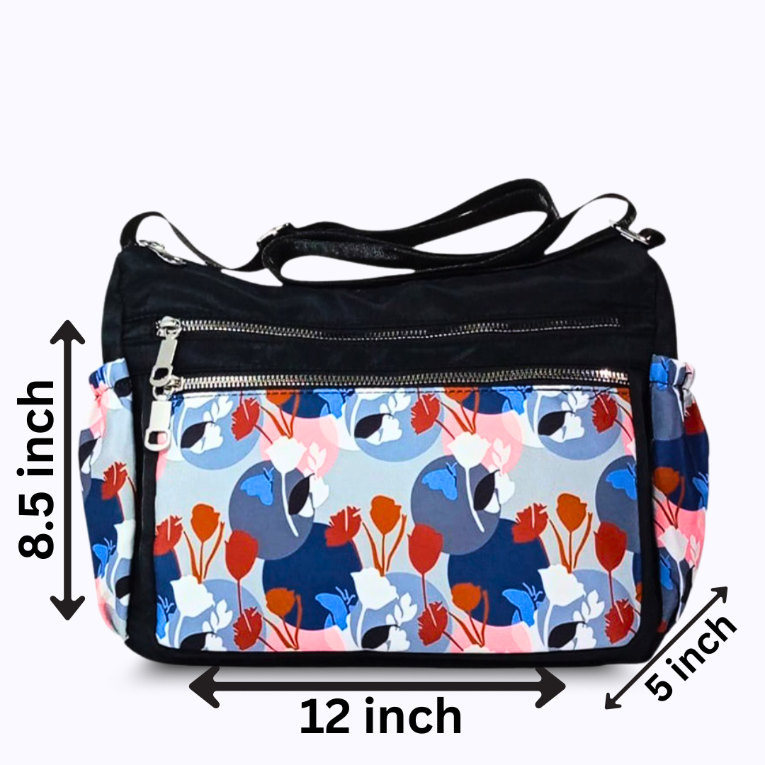 Printed parachute shoulder bag - Floral Grey black and grey hand/ shoulder bags