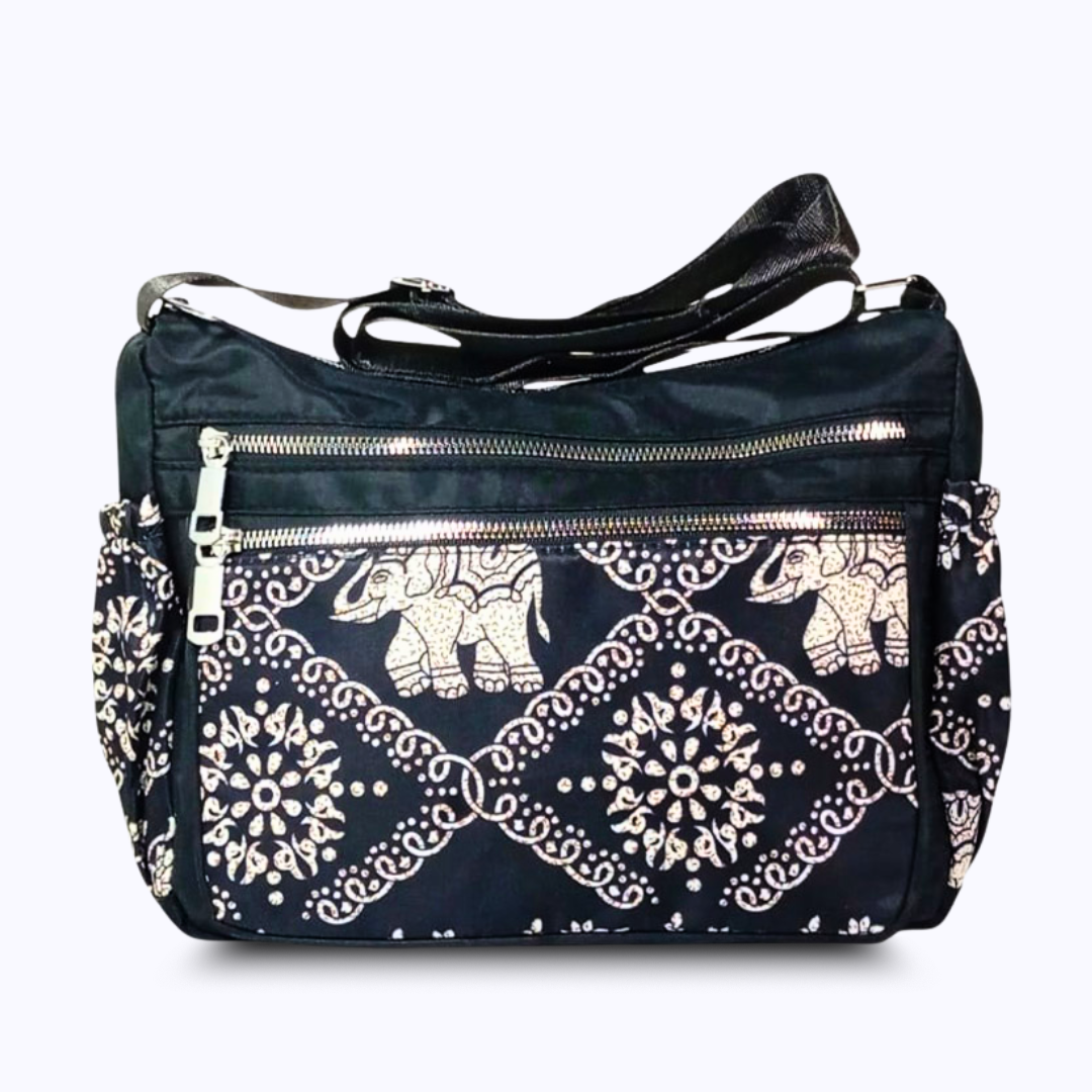 Printed parachute shoulder bag - Elephant black and grey hand/ shoulder bags